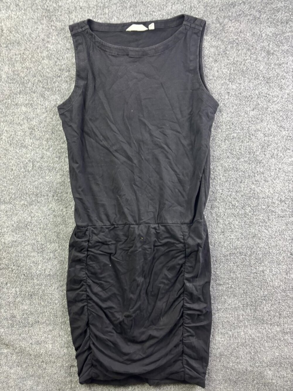 Athleta Tank Dress Womens‎ Medium Tall Black Scoop Neck Ruched Bodycon Jersey
